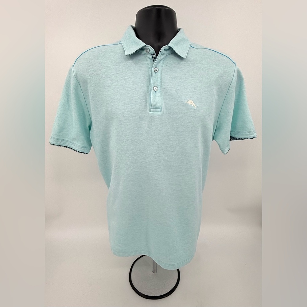 Tommy Bahama 5 O’Clock Polo Shirt Men’s Medium M Aqua Marlin Embroidered‎